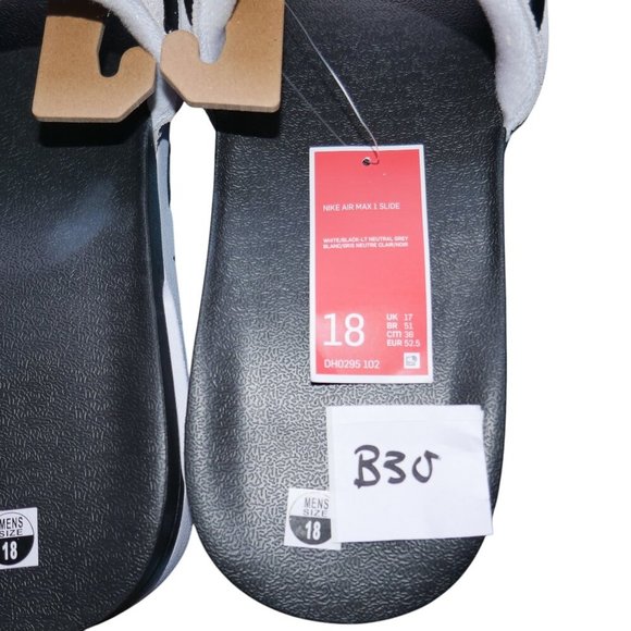 Nike Men's Air Max 1 Slide Size 18 Slippers Sandals Black/Gray/White DH0295-102 - Picture 11 of 11